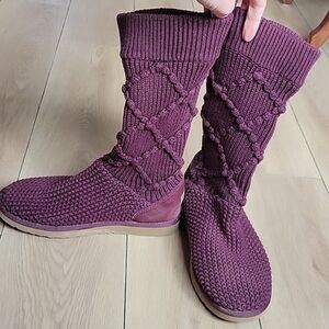 UGG Burgundy Sock Boots 9.5